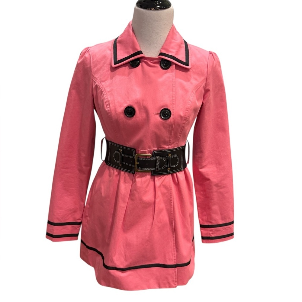 Candies Double Breasted Bubble Gum Pink/Black A Line Trench Jacket Coat - Y2K